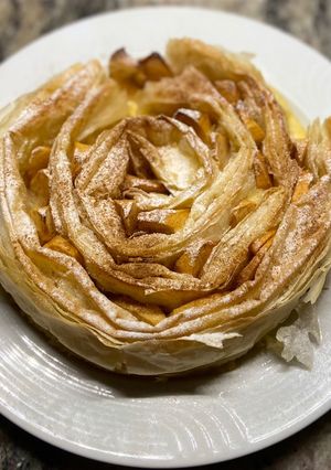 Una foto de Tarta de pudding y manzana