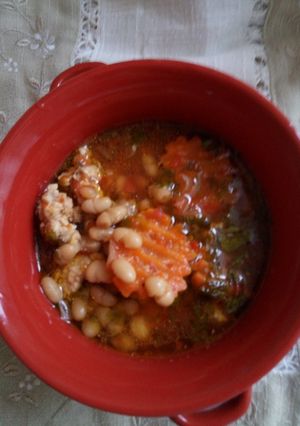 Фото Суп с фасолью и мясным фаршем (густой).