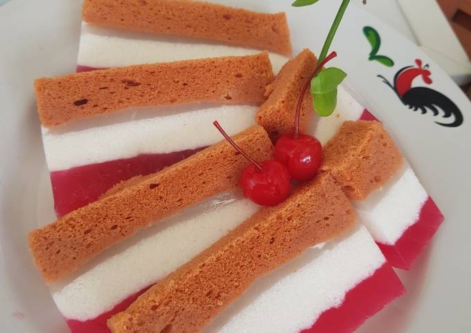 Resep Cake puding busa merah putih Resep Cake puding busa merah putih