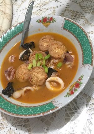 Foto resep Sup merah cumi tofu
