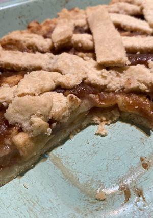 Una foto de Kuchen de manzana veg