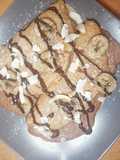 Crepes de plátano, coco y chocolate
