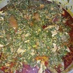 A picture of Edikang ikong soup (vegetable soup).