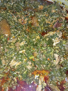 A picture of Edikang ikong soup (vegetable soup).