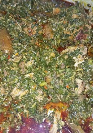 A picture of Edikang ikong soup (vegetable soup).