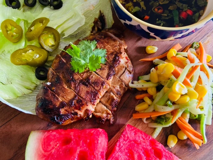 Easy Steps to Prepare Spicy Chicken Breast with Asian Salad and Nuoc Cham wrapped in Lettuce Sheets the Perfect Delicious