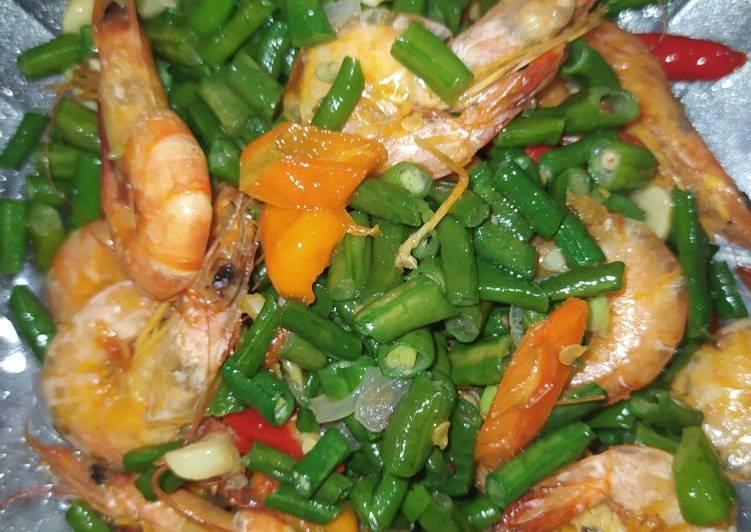 Resep simple Kacang panjang + udang