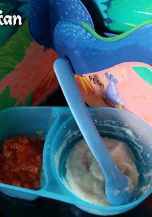 Foto resep Mpasi 8+ : Bubur Sumsum Saus Pepaya