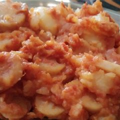 A picture of Aloo bhey sbji (potato lotus stem veg).