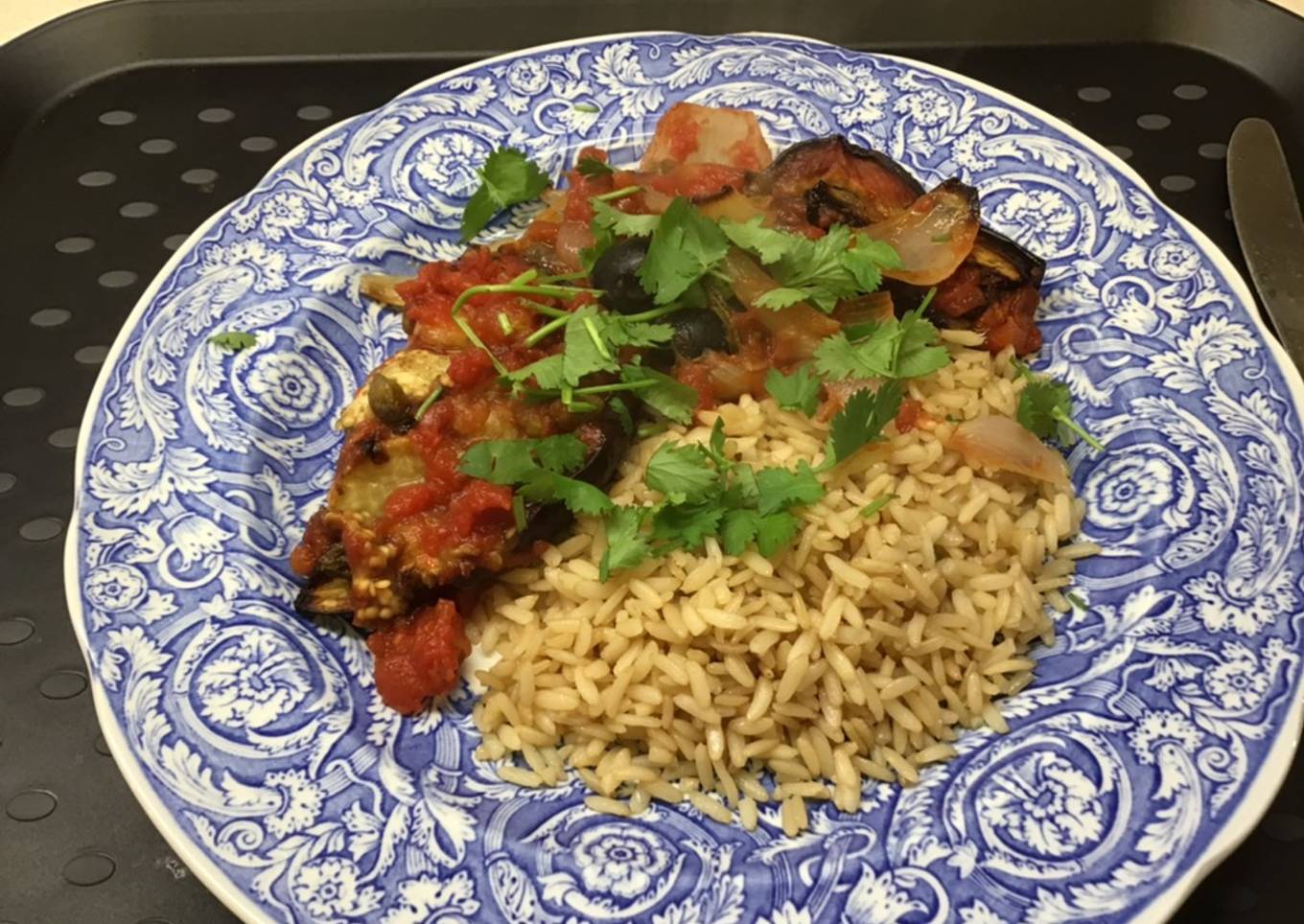 Roasted aubergines with olives and capers #mycookbook