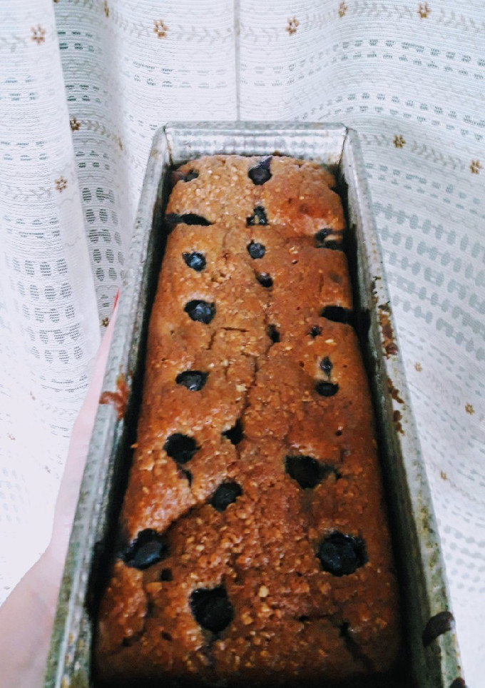 Una foto de Budín de banana y arándanos saludable