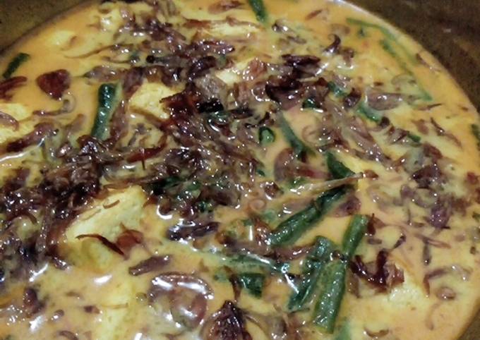 Resep Sayur kacang panjang + Tahu kuah santan sederhana. Anti Gagal