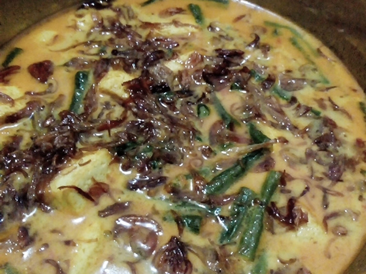 Resep Sayur kacang panjang + Tahu kuah santan sederhana. Anti Gagal