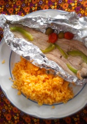 Una foto de Pescado Empapelado al Pimiento (La Bamba)