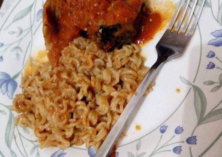 Easiest Way to Make Ultimate Half pack of indomine with fish (croaker) stew