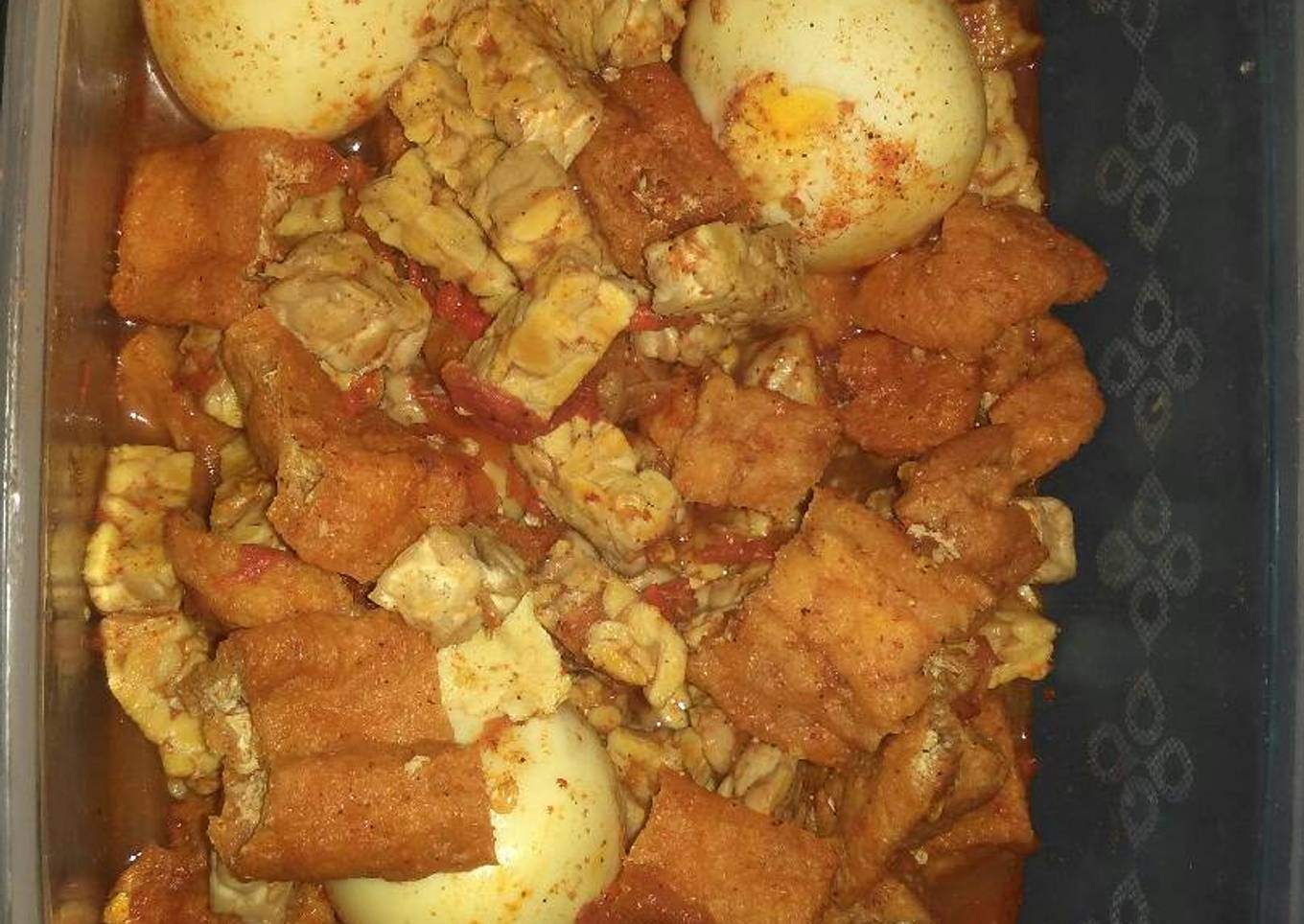 Resep Balado telur, tempe dan tahu Anti Gagal