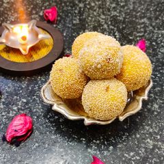 Kesar Coconut Dry Fruit Ladoo A picture of Kesar Coconut Dry Fruit Ladoo.