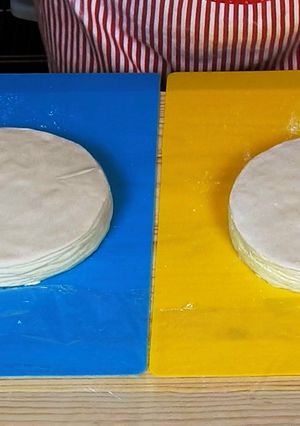 A picture of Greek Phyllo Pastry Sheets for Savoury Pies, version 3 (10+10 buttery layers).
