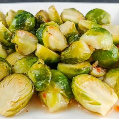 Sweet and sour brussel sprouts A picture of Sweet and sour brussel sprouts.