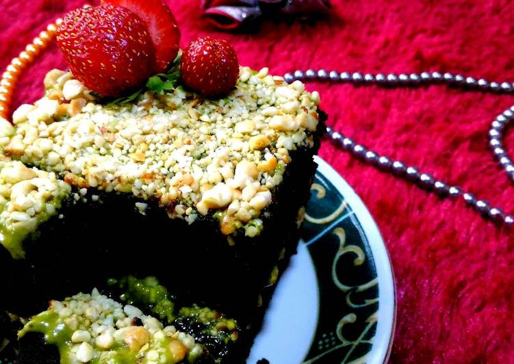 Cara mudah mengolah Brownis Kukus Topping Greentea Kacang yang nikmat