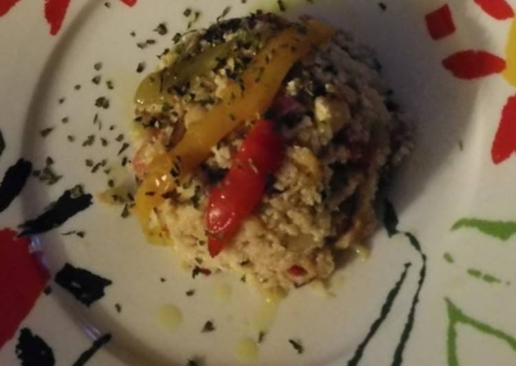 Falso cous cous de Coliflor crudivegano vegano 🌱vegetariana