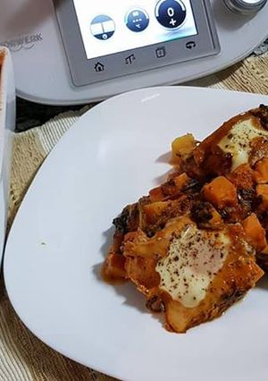Foto de Ovos escalfados com espinafres e batata-doce - Bimby