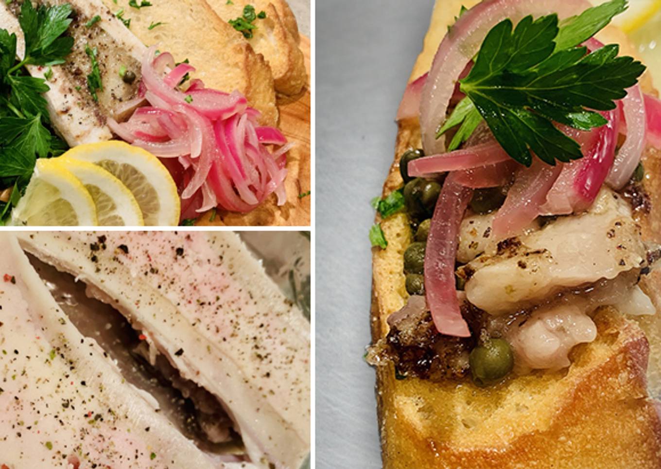 Wagyu Bone Marrow on Toast with Red Onion, Capers, and Lemon