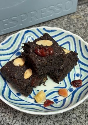 A picture of Almond Flour Dried Fruit Dark Chocolate Brownies.
