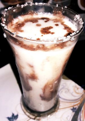 A picture of Coconut milk shake with chocolate twist.