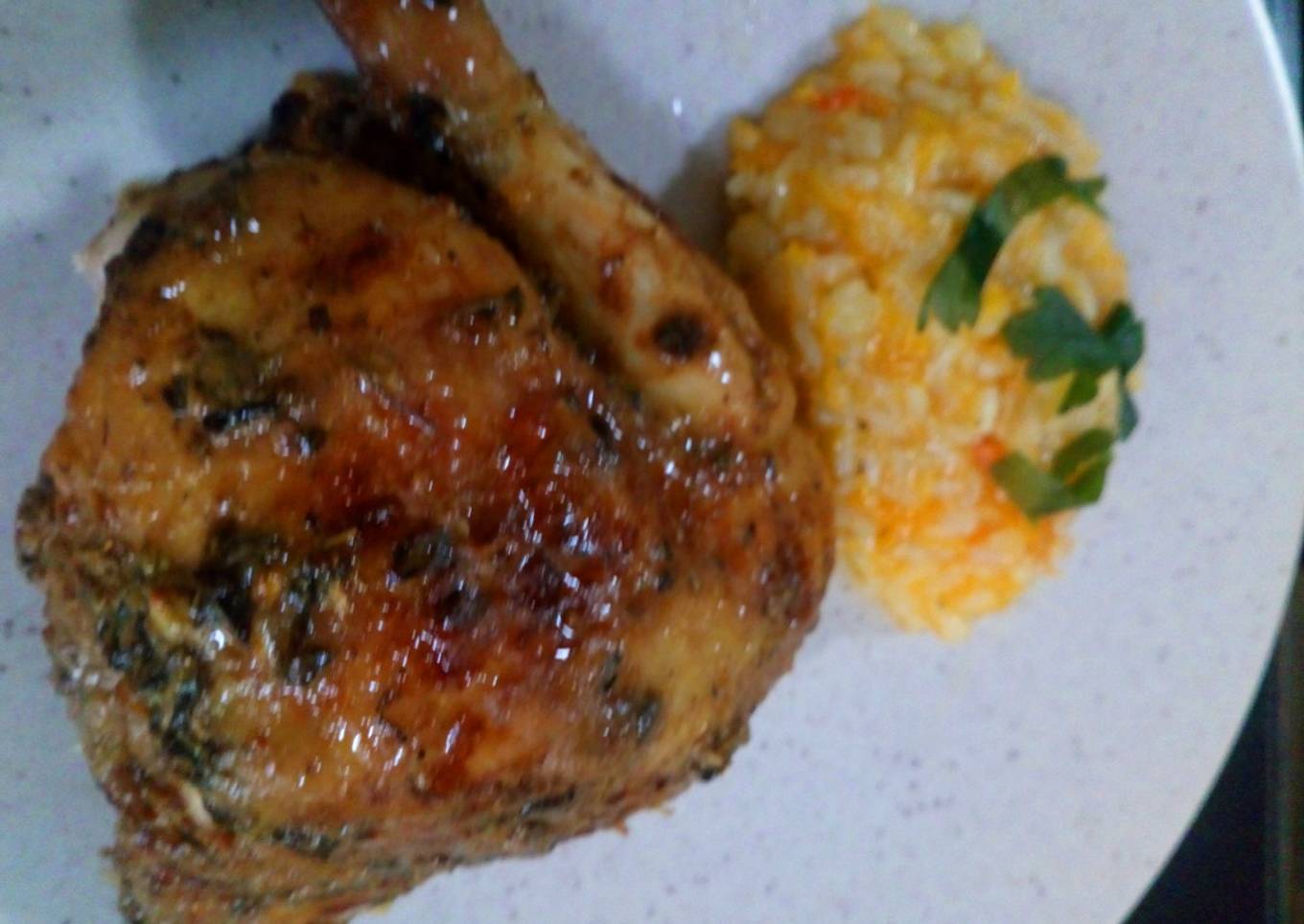 Pollo 🍗 a la mostaza con risotto de calabaza y parmesano 🧀de Sonia