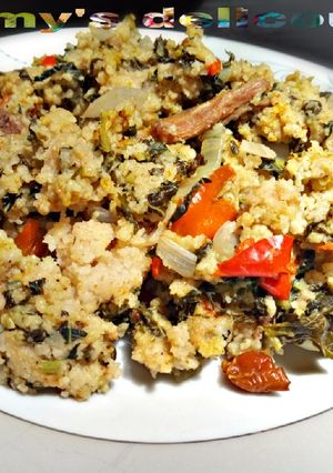 A picture of Jollof vegetable couscous.