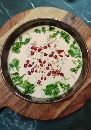 A picture of POMEGRANATE RAITA with POTATO.