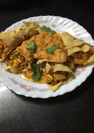 A picture of Shahi papad roll curry.