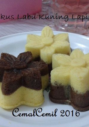 Foto resep Cake Kukus Labu Kuning Lapis Coklat