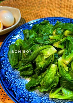 Hình của món Mầm Bắp Cải Luộc Chấm Trứng.