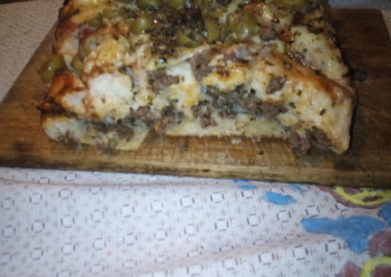 Pizza rellena de carne picada 🍕