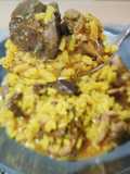 Arroz meloso trufado con hígados y mollejas de pollo