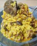 Arroz meloso trufado con hígados y mollejas de pollo