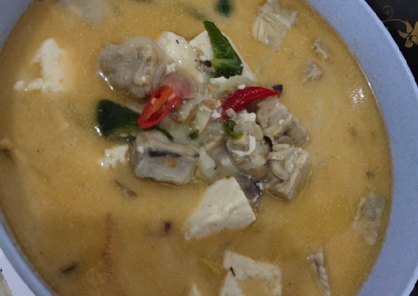Tahu tempe cabe hijau kuah santan