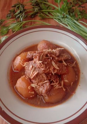 Foto resep Semur daging kentang pedas