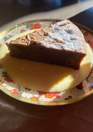 Une photo de Gâteau choco et crème Anglaise