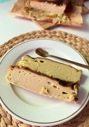 Foto resep Burnt cheese cake matcha (ekonomis)