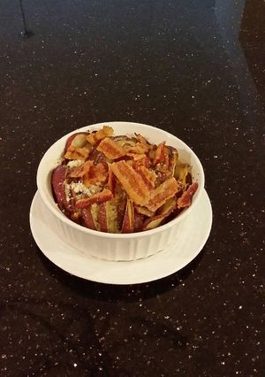 A picture of Potato and Onion Crisp Topped Slices.