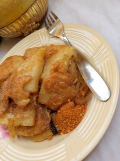 Fried yam with egg ainihin hoton girkin