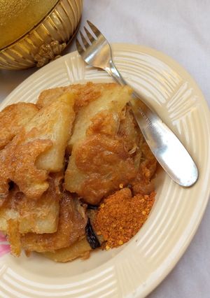 Fried yam with egg ainihin hoton girkin