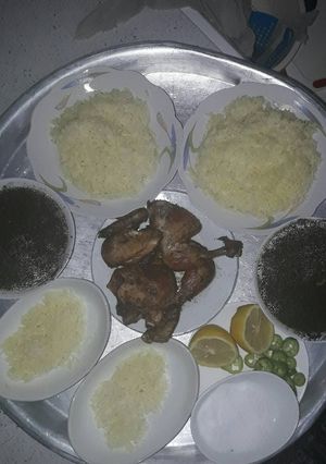 صورة لوصفة ملوخيه مع ارز ودجاج