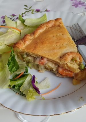 A picture of Creamy veggie pie.