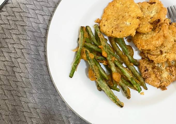 Tofu Fritter and Fried Greenbean - Perkedel Tahu dan Buncis Goreng