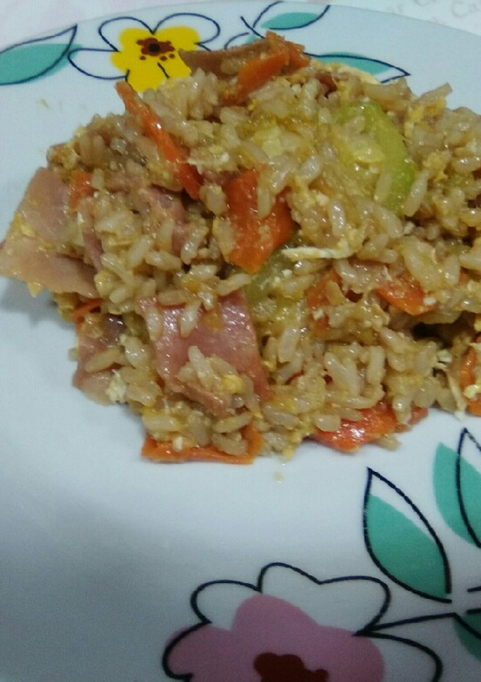 Una foto de Arroz con calabacín y salsa de soja