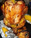Pollo asado al horno con piña